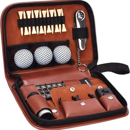 21-Piece Premium Golf Essential Accessory Kit with PU Leather Organizer - Professional Golf Tool Kit Pouch.