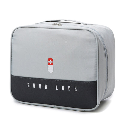 Grey Large Capacity Empty First Aid Kit 25 x 14 x 20 CM - Durable Oxford Cloth Emergency Medical Storage Bag for Home Car Camping Travel.
