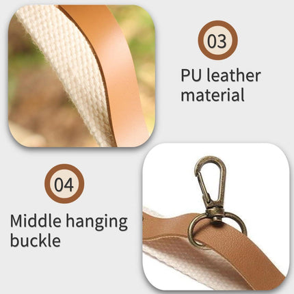 Green and Brown 5.3M Heavy Duty PU Leather Camping Lanyard with 19 Carabiners  - Portable Outdoor Clothesline for Tents & Canopies.