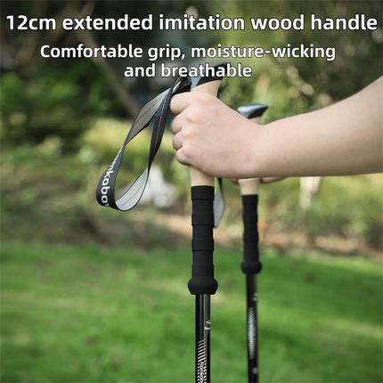 2-Pack Green Aluminum Alloy Telescopic Trekking Poles with Secure External Lock & Accessory - 3-Section Adjustable Hiking Sticks(65-135cm).