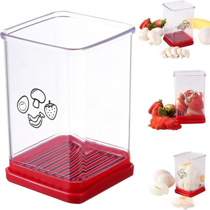 Handheld Fruit & Vegetable Speed Precision Slicer Integrated Safety Push Plate - Kitchen Stainless Steel Quick Multi-Cutter.