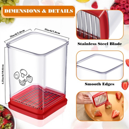 Handheld Fruit & Vegetable Speed Precision Slicer Integrated Safety Push Plate - Kitchen Stainless Steel Quick Multi-Cutter.