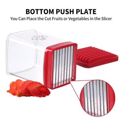 Handheld Fruit & Vegetable Speed Precision Slicer Integrated Safety Push Plate - Kitchen Stainless Steel Quick Multi-Cutter.