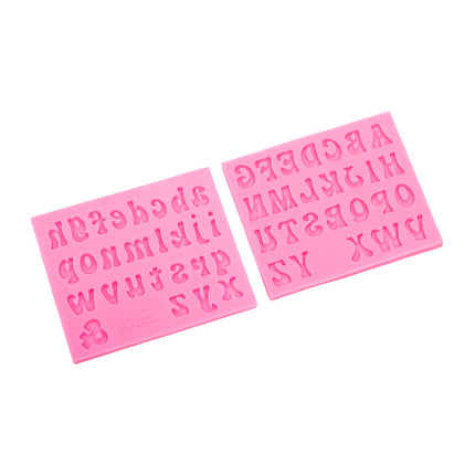 4-Pack Grey Alphabet & Numbers Silicone Fondant Molds - Heat Resistant Cake Decoration & Resin Crafting Tools.
