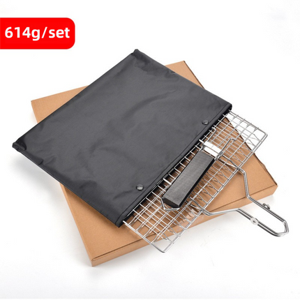 180° Foldable Stainless Steel BBQ Grilling Net Basket with Storage Bag & Secure Lock - Fish, Chicken Wings & Vegetable Barbecue Mesh Clip.