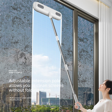5PCS 2-in-1 Window Fly Screen Cleaner Brush with Extendable 82cm Stainless Steel Handle Multifunctional Mesh Cleaning Tool for Wet and Dry Use on Glass and Carpets.