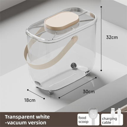10L Smart Vacuum Pet Food Storage Container - Moisture & Insect Proof, Constant Pressure Paws-Keep-Fresh(Transparent White).