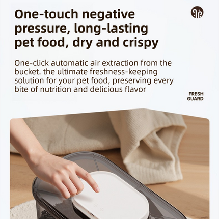 10L Smart Vacuum Pet Food Storage Container - Moisture & Insect Proof, Constant Pressure Paws-Keep-Fresh(Transparent White).