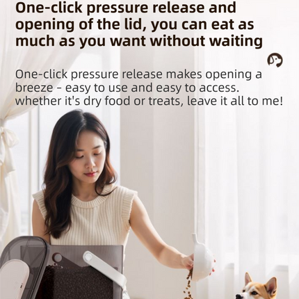 10L Smart Vacuum Pet Food Storage Container - Moisture & Insect Proof, Constant Pressure Paws-Keep-Fresh(Transparent White).