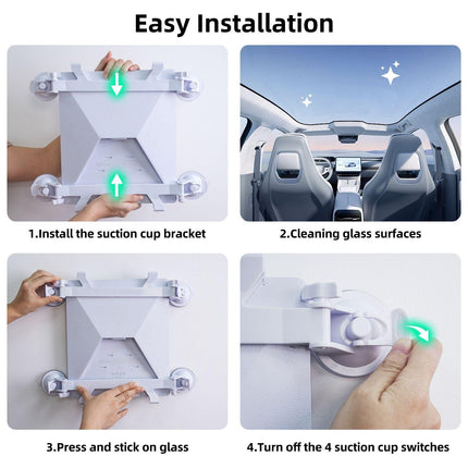 Universal Car Quad-Suction Cup Mount for Starlink Mini - Weather-Resistant Secure Vehicle Stabilizer for Sunroof & Window Glass.