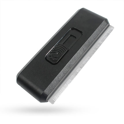 2-in-1 Black Self-Cleaning Pet Grooming Comb - Multi-Functional Stainless Steel Fur Remover for Pets, Furniture, and Clothing.