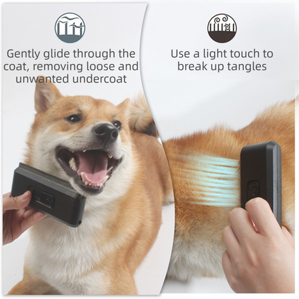 2-in-1 Black Self-Cleaning Pet Grooming Comb - Multi-Functional Stainless Steel Fur Remover for Pets, Furniture, and Clothing.