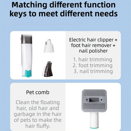 7-in-1 White Multifunctional Pet Grooming Vacuum Kit - Dog Cat Home Barber Shop & Low Noise Shedding Groomer with 1L Large Dust Cup.