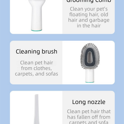 7-in-1 White Multifunctional Pet Grooming Vacuum Kit - Dog Cat Home Barber Shop & Low Noise Shedding Groomer with 1L Large Dust Cup.