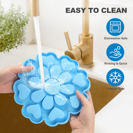 Blue 4-in-1 Textured Silicone Pet Lick Mat & Slow Feeder - Anti-Anxiety Calming Pad with Back Suction Cups.