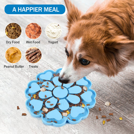 Yellow 4-in-1 Textured Silicone Pet Lick Mat & Slow Feeder - Anti-Anxiety Calming Pad with Back Suction Cups.