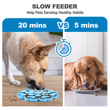 Yellow 4-in-1 Textured Silicone Pet Lick Mat & Slow Feeder - Anti-Anxiety Calming Pad with Back Suction Cups.