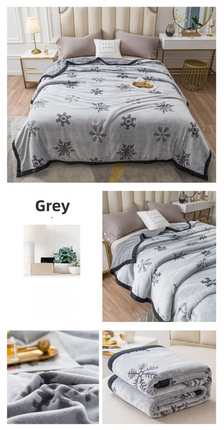 Grey Floral Fantasy 180x200CM Premium Double-Sided Print Flannel Blanket - Soft All-Season Air Conditioning Throw for Office Nap & Travel.