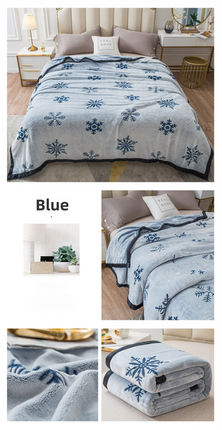 Blue Floral Fantasy 180x200CM Premium Double-Sided Print Flannel Blanket - Soft All-Season Air Conditioning Throw for Office Nap & Travel.