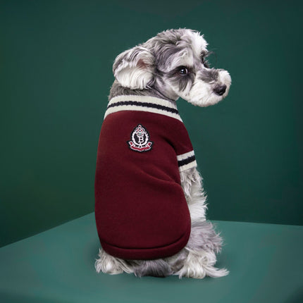 4-Pack L Size Preppy Style V-Neck Knitted Cotton Pet Sweater - Hair-Resistant & Breathable, Classic Fleece-Lined Pullover for Cats and Dogs(Green + Red + Khaki + Grey).