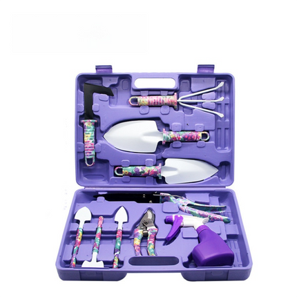 10-Piece Purple Professional Garden Tool Set with Carrying Case - Ergonomic Gardening Kit for Digging, Weeding & Pruning.