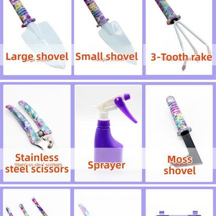 10-Piece Purple Professional Garden Tool Set with Carrying Case - Ergonomic Gardening Kit for Digging, Weeding & Pruning.