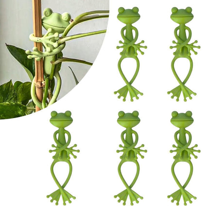 5-Pack Flexible Frog Plant Ties & Multifunctional Organizers - Reusable Weather-Proof Garden Twists and Whimsical Support Hooks.