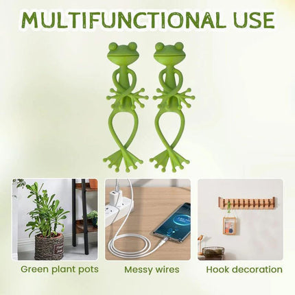 5-Pack Flexible Frog Plant Ties & Multifunctional Organizers - Reusable Weather-Proof Garden Twists and Whimsical Support Hooks.
