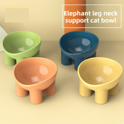 2-Pack Macaron Green Elevated Pet Bowls with Anti-Tip 4-Leg Base - Ergonomic Tilted Neck Protection Cat Food & Water Bowls.