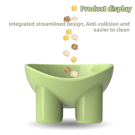 2-Pack Macaron Green Elevated Pet Bowls with Anti-Tip 4-Leg Base - Ergonomic Tilted Neck Protection Cat Food & Water Bowls.