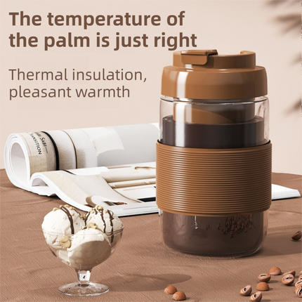 Portable Electric Coffee Bean Grinding Cup & Juicer with Safe Hidden Stainless Steel Blades - 420ML USB Rechargeable Travel Brewer.