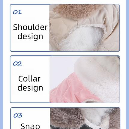 L Size Grey Winter Padded Cotton Dog Thermal Plaid Vest with Faux Fur Collar - Thick Fleece-Lined Warm Pet Jacket.