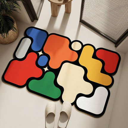 Ultra-Absorbent Instant Dry Diatom Mud Bathroom Mat (50 x 80 CM) - Puzzle Decor Anti-Slip Rubber Rug for Kitchen, Entryway & Shower(Style A).