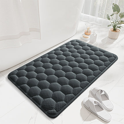 Dark Grey 3D Honeycomb Textured High-Elastic Memory Foam Bathroom Mat (40 x 60 CM) - Ultra Absorbent Quick-Dry Thickened Door Mat.