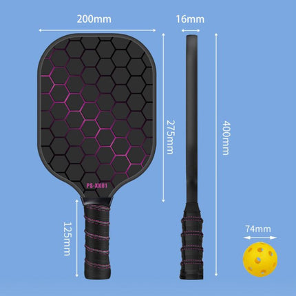 Black and Pink Lightweight Fiberglass Pickleball Paddle Set - 2 High-Rebound Rackets with PU Comfort Grip, 4 Balls and Carry Bag for Outdoor Play.