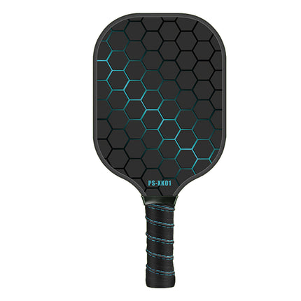 Black and Blue Fiberglass Pickleball Paddle - 220g Lightweight Racket with Breathable PU Comfort Grip and Oversized Sweet Spot for Outdoor Play.
