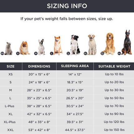 Beige Waterproof Egg-Crate Foam Therapeutic Pet Sofa Bed and Fleece Lounge (XL Size 110 x 82 x 17 CM) - Low Entry, High Bolster Support & Zipper Removable Cover.