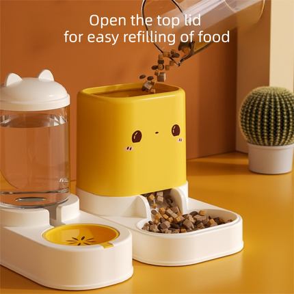 Green  Cat & Dog Automatic Feeder & Waterer Set – 2-in-1 Dry & Wet Separation Station with 2200ml Food & 1000ml Water Capacity.