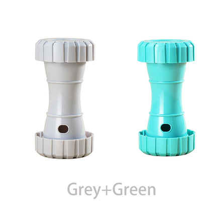 2 Pack（Grey+Green）: Cat and Dog Treat Dispenser Toy – Interactive, Durable, Bite-Resistant Slow-Feeder, Dumbbell and Tire-Shaped Pet Toy.