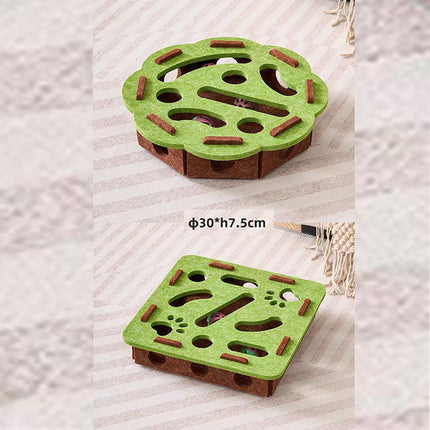 2-piece Green cat toy set—featuring square and flower shapes—is an excellent choice for feline entertainment and relaxation. It also serves as a fun maze for kittens and pets, and includes six bells..