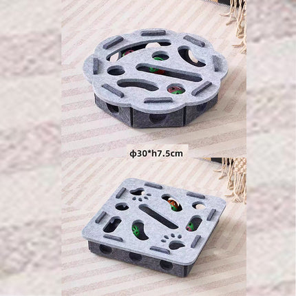 2-piece Grey cat toy set—featuring square and flower shapes—is an excellent choice for feline entertainment and relaxation. It also serves as a fun maze for kittens and pets, and includes six bells..