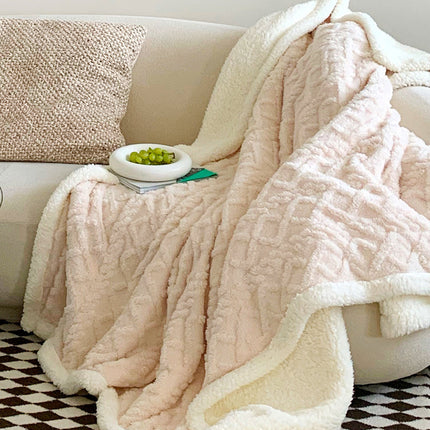 Beige color 180*200cm Double Blanket, Taffeta Fleece Blanket, Thick Winter Quilt, Lambswool Coral Fleece Small Blanket, Office Nap Blanket, Sofa Cover Blanket, Bedding, Machine Washable.