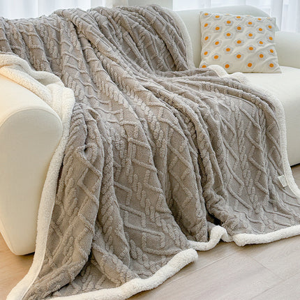 Grey 180*200cm Double Blanket, Taffeta Fleece Blanket, Thick Winter Quilt, Lambswool Coral Fleece Small Blanket, Office Nap Blanket, Sofa Cover Blanket, Bedding, Machine Washable.
