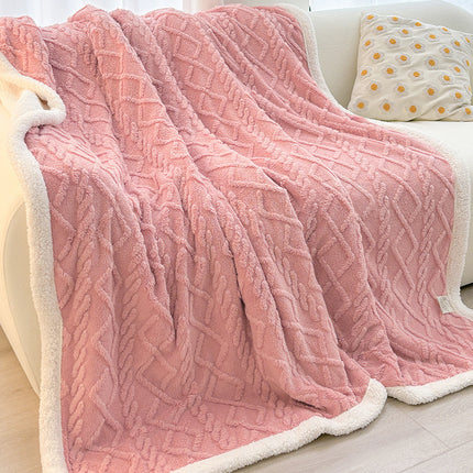 Pink 180*200cm Double Blanket, Taffeta Fleece Blanket, Thick Winter Quilt, Lambswool Coral Fleece Small Blanket, Office Nap Blanket, Sofa Cover Blanket, Bedding, Machine Washable.