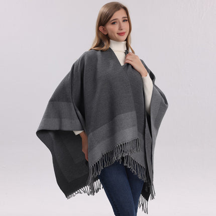 Pink elegant women's tassel cape shawl scarf, multi-functional all-in-one warm and comfortable winter shawl scarf, convenient for home, travel, and office wear, stylish and beautiful with tassels..