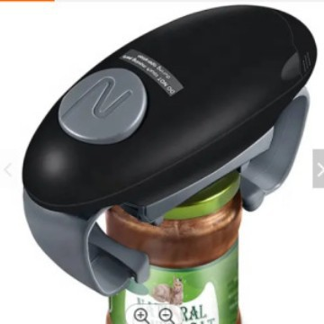 Black Upgraded One-Touch Electric Can Opener — Dual-Handle Design, Automatic Hands-Free Can/Bottle Opener, ABS Material, Battery-Powered (Batteries Not Included), Designed for the Kitchen.