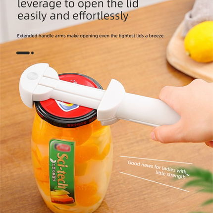 Black Multi-Functional Adjustable Can and Bottle Opener - Heavy Duty Jar Opener for Seniors, Women, and Weak Hands - Easy Grip Kitchen Gadget for Jars, Bottles, and Cans.