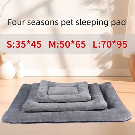 Grey L size Plush Flannel Pet Bed with Removable Sponge - Waterproof, Extra Wide & Thickened, Soft Four Seasons Pet Sleeping Mat for Dogs and Cats.