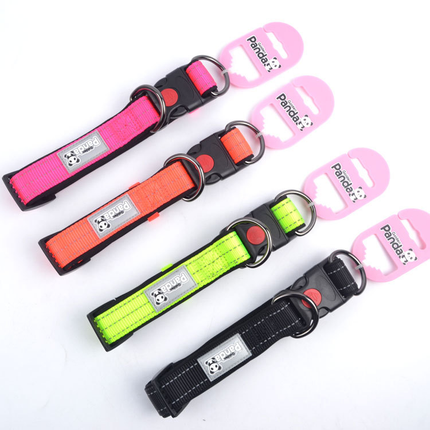 Green M size Vibrant Reflective Dog Collar and Leash Set - Adjustable Nylon Pet Harness with Comfortable Padding.