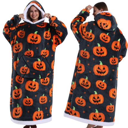 Blue Christmas Edition Oversized Hooded Blanket for Adults - Ultra Soft & Warm Wearable Fleece Throw with Giant Pocket, Perfect for Winter, Christmas & Valentine's Day.